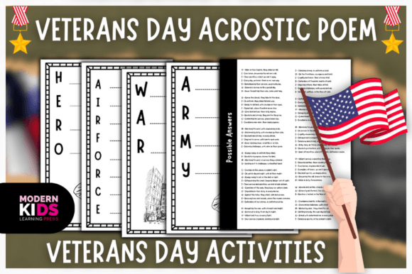 Veterans Day Acrostic Poem with Answers Graphic 5th grade By Ovi's Publishing