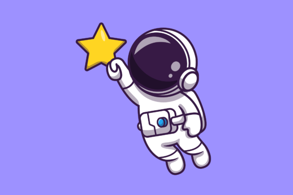Astronaut Flying and Holding Star Graphic Illustrations By catalyststuff