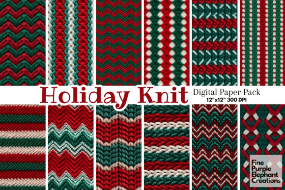 Christmas Holiday Knit Fabric Texture Gráfico Texturas de Papel Por finepurpleelephant