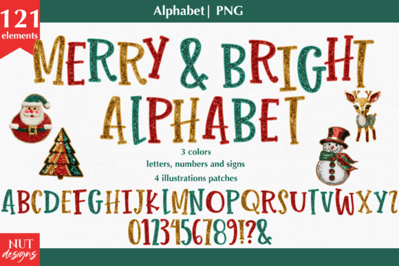 Christmas Alphabet, Glitter Letters PNG Graphic Crafts By natalia.kurtidi