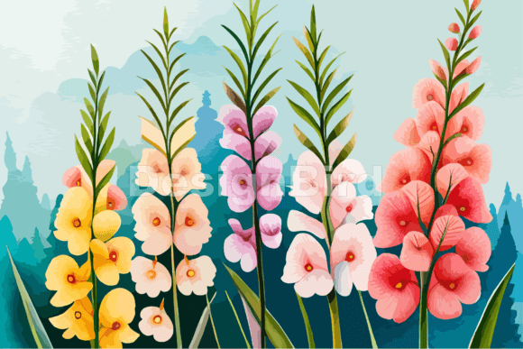 Gladioli Flower Watercolor Illustration Graphic Illustrations By Designbird