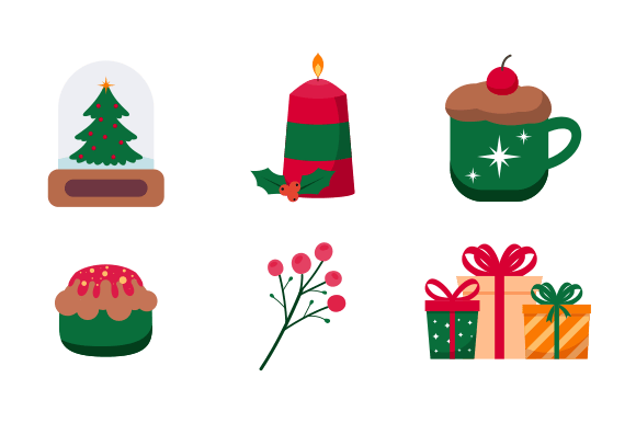 Merry Christmas Cute Elements Graphic Logos By DEEMKA STUDIO