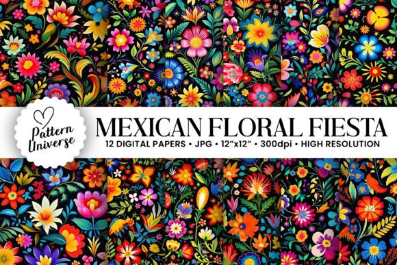 Mexican Floral Fiesta Seamless Patterns Graphic Patterns By Pattern Universe