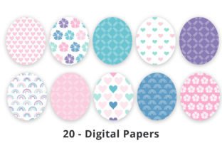 Pastel Heart Digital Paper Patterns Gráfico Padrões de Papel Por Lemon Paper Lab 2