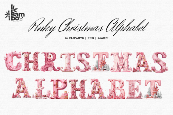 Pinky Christmas Alphabet Bundle Graphic Crafts By Bamboo.Design
