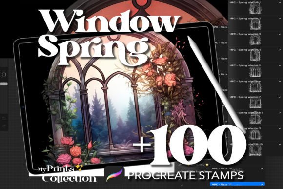 100+ Procreate Window Spring Stamps Graphic Brushes By myprintscollection