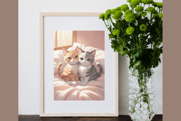 Playful Cats Art Print: Bundle of 4 PNGs Illustration Graphiques AI Par KGNgraphics.Co.