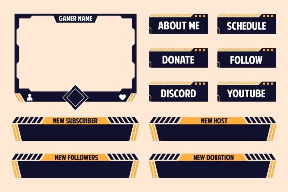 Twitch Stream Frame & Panel Overlay Set Graphic Web Elements By Ozan ID