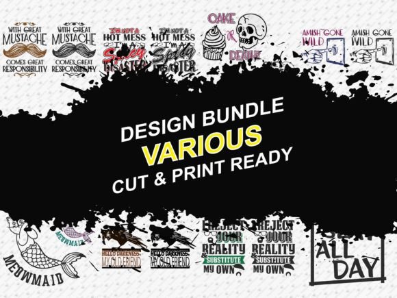 Various 64 SVG PNG Designs Tshirt Bundle Grafica Design di T-shirt Di TeeDesignery