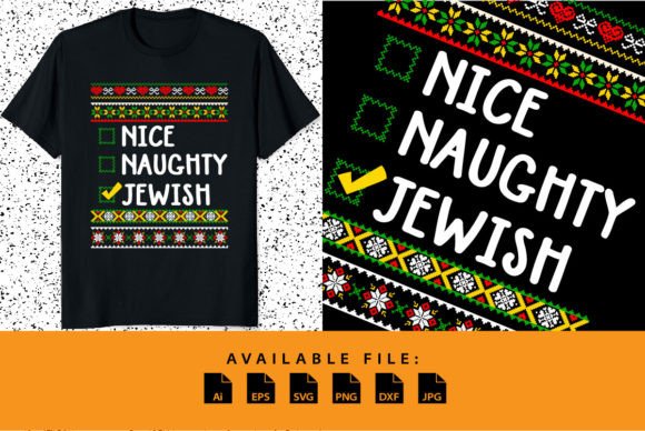 Xmas Nice Naughty Jewish Merry Christmas Grafik T-shirt Designs Von VibrantCreativeCraft
