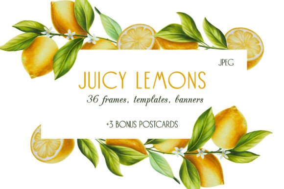 Juicy Lemons Frames Graphic Illustrations By Navenzeles