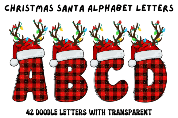 Santa Reindeer Hat Alphabet Letters PNG Grafik Plotterdateien Von LadyAndBuns