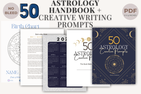 Astrology Handbook + 50 Creative Writing Grafica KDP Interni Di Nora as