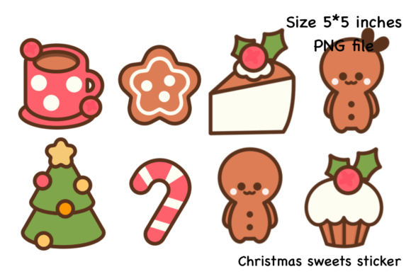 Christmas Sweets Sticker Gráfico Ilustraciones Imprimibles Por SPsweet