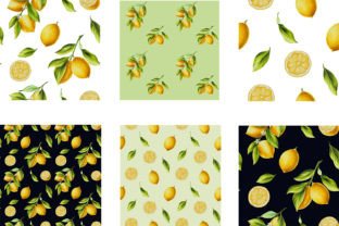 Juicy Lemons Seamless Patterns PART 1 Grafika Papierowe Wzory Przez Navenzeles 2