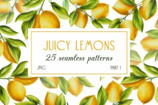 Juicy Lemons Seamless Patterns PART 1 Grafika Papierowe Wzory Przez Navenzeles 1