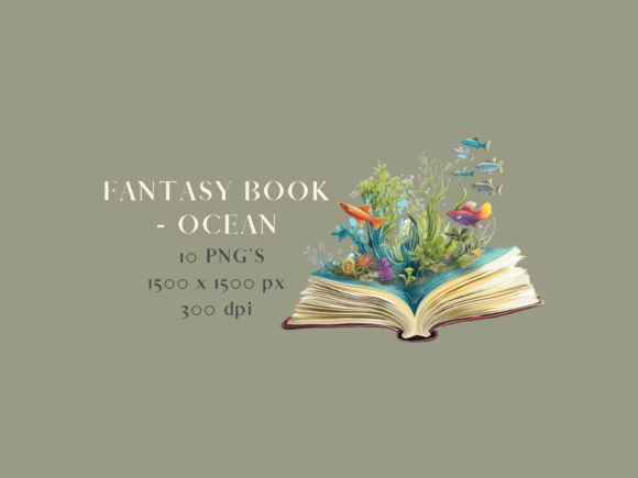 Ocean Fantasy Book Scene Clipart Set Gráfico PNG transparentes AI Por BaobabCreativeStudio