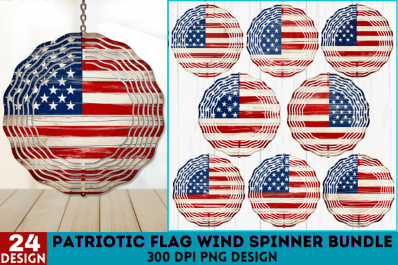 Patriotic Flag Wind Spinner Bundle Graphic Illustrations By Digital_Art12