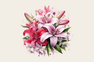 Watercolor Bouquet of Lily Flower Graphic Crafts By Abdel designer 3