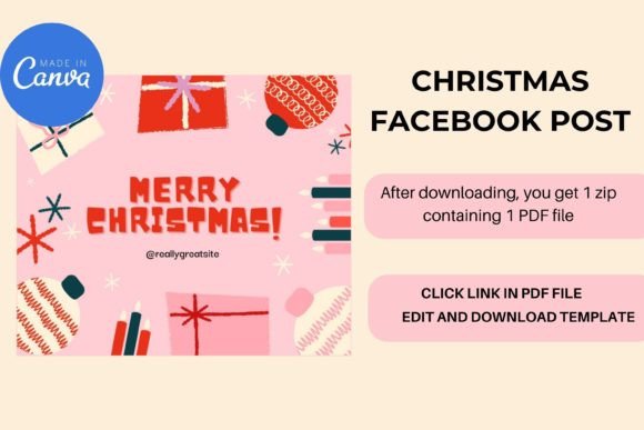 Christmas Facebook Post Canva Template Graphic Social Media Templates By Art's and Patterns