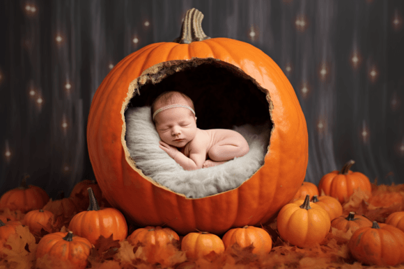 Halloween Pumpkin Newborn Backdrop Gráfico Gráficos IA Por BundleHub