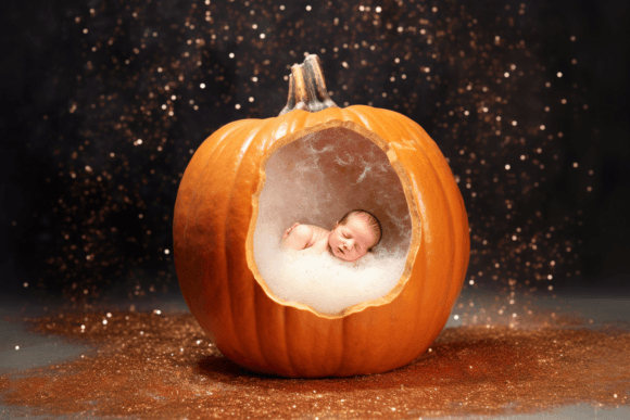 Pumpkin Newborn Baby Photo Backdrop Graphic AI Graphics By BundleHub