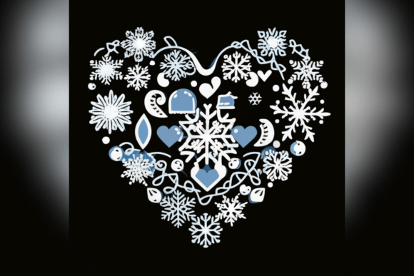 Winter Love Whispers : Heart Background Graphic Backgrounds By Endrawsart