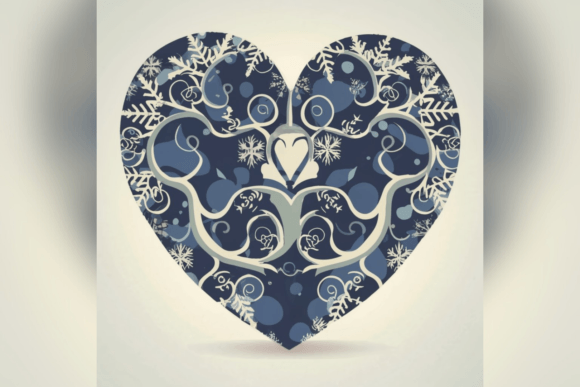 Winter Love Whispers : Heart Background Graphic Backgrounds By Endrawsart