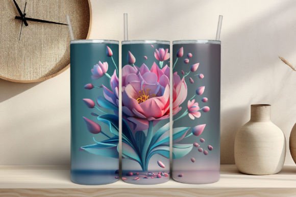 3D Flowers Tumbler Wrap Design Graphic Crafts By Shopdrop