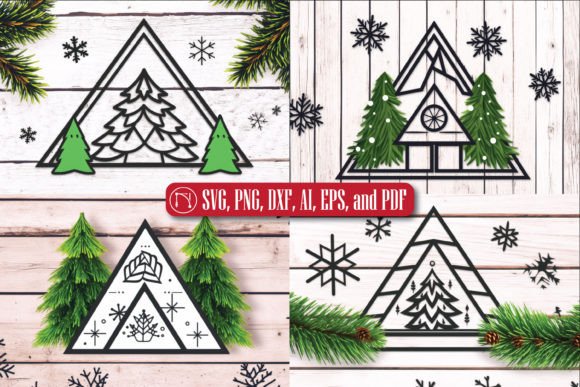Paper Cut Christmas Decor SVG Bundle Graphic 3D SVG By NGISED
