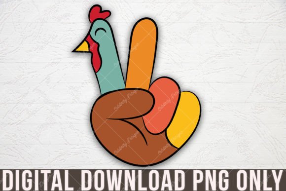 Peace Sign Hand Turkey Thanksgiving Day Grafica Design di T-shirt Di Celebrity Designs