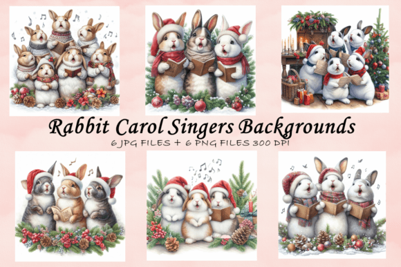 Rabbit Carol Singers Backgrounds Gráfico Planos de Fundo Por AwkwardAnnies