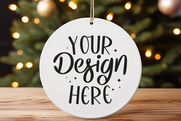 Round White Ceramic Ornament Mockup Graphic Product Mockups By MockupStore