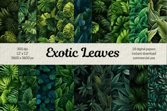 Tropical Leaves Digital Paper Exotic PNG Grafik Hintegründe Von MashMashStickers