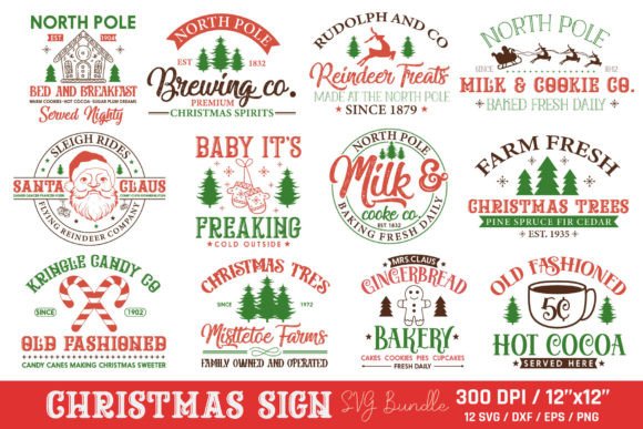 Vintage Christmas Sign SVG Bundle Graphic Crafts By CraftArtStudio