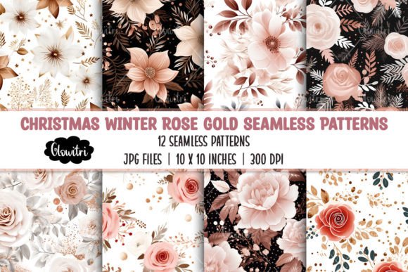 Christmas Winter Rose Gold Pattern Graphic Patterns By Glowitri