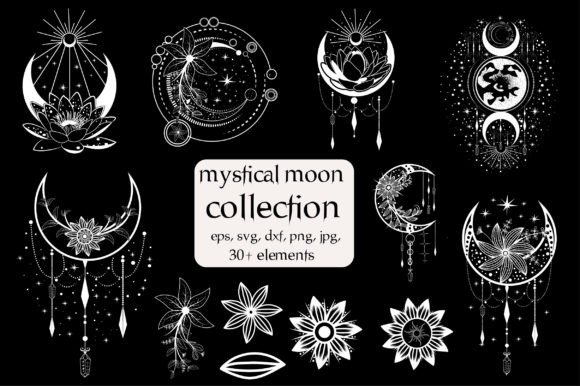 Hand Drawn Mystical Moon Collection Graphic 3D SVG By ABDUR RASHID