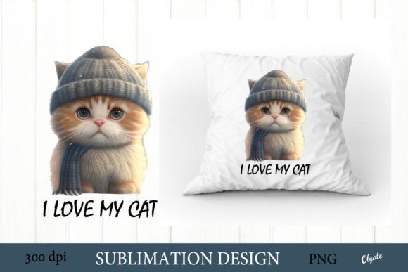 I Love My Cat Sublimation. Winter Cat Grafik KI Illustrationen Von olyate0108