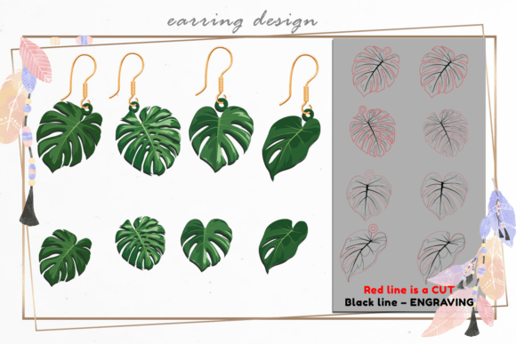 Monstera Earring Svg Tropical Leaves Svg Graphic 3D Shapes By SvgProPlus