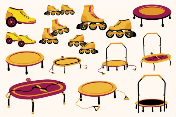Trampoline and Roller Skate Collection Graphic Illustrations By Alit Design