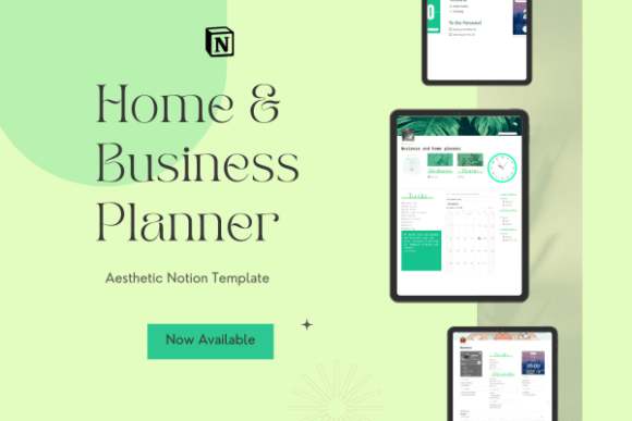 Aesthetic Home & Business Notion Planner Graphic Site Templates By Print Magic