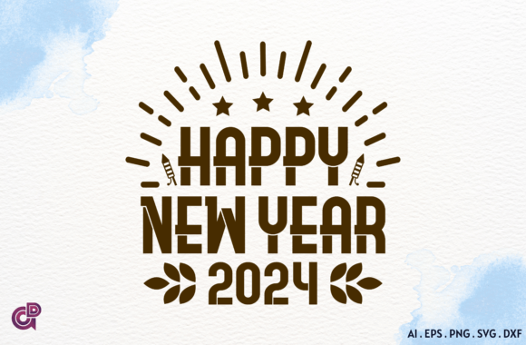 Happy New Year 2024 Illustration Modèles d'Impression Par Design Gifts