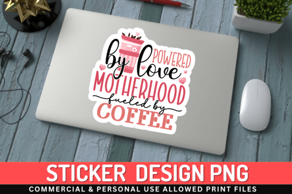 Powered by Love Sticker Design Grafika Ilustracje do Druku Przez Regulrcrative