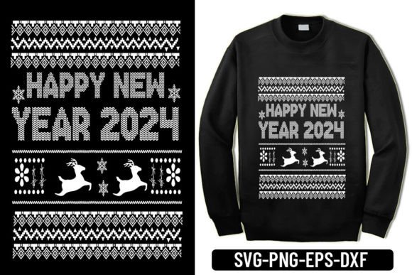 Ugly Sweater - Happy New Year 2024 Gráfico Diseños de Camisetas Por Craft Home