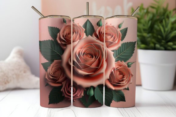 3D Flowers Tumbler Wrap Graphic Crafts By Creative Art