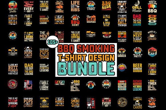 BBQ Smoking T-shirt Design Bundle Gráfico Designs de Camisetas Por tee_expert