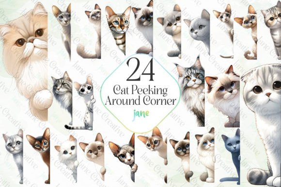 Cat Peeking Around Corner Sublimation Gráfico Ilustraciones Imprimibles Por JaneCreative