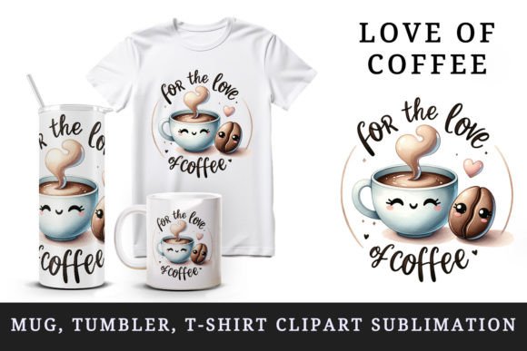 Love of Coffee Tumbler, Mug Wrap Clipart Graphic Crafts By Tati Design
