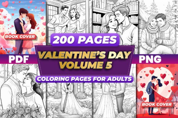 Valentine’s Day Coloring Pages Vol 5 Grafik Druckbare Illustrationen Von royalerink