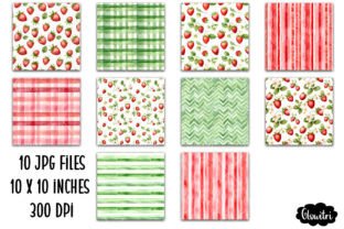 Watercolor Strawberry Digital Paper Graphic Patterns By Glowitri 2